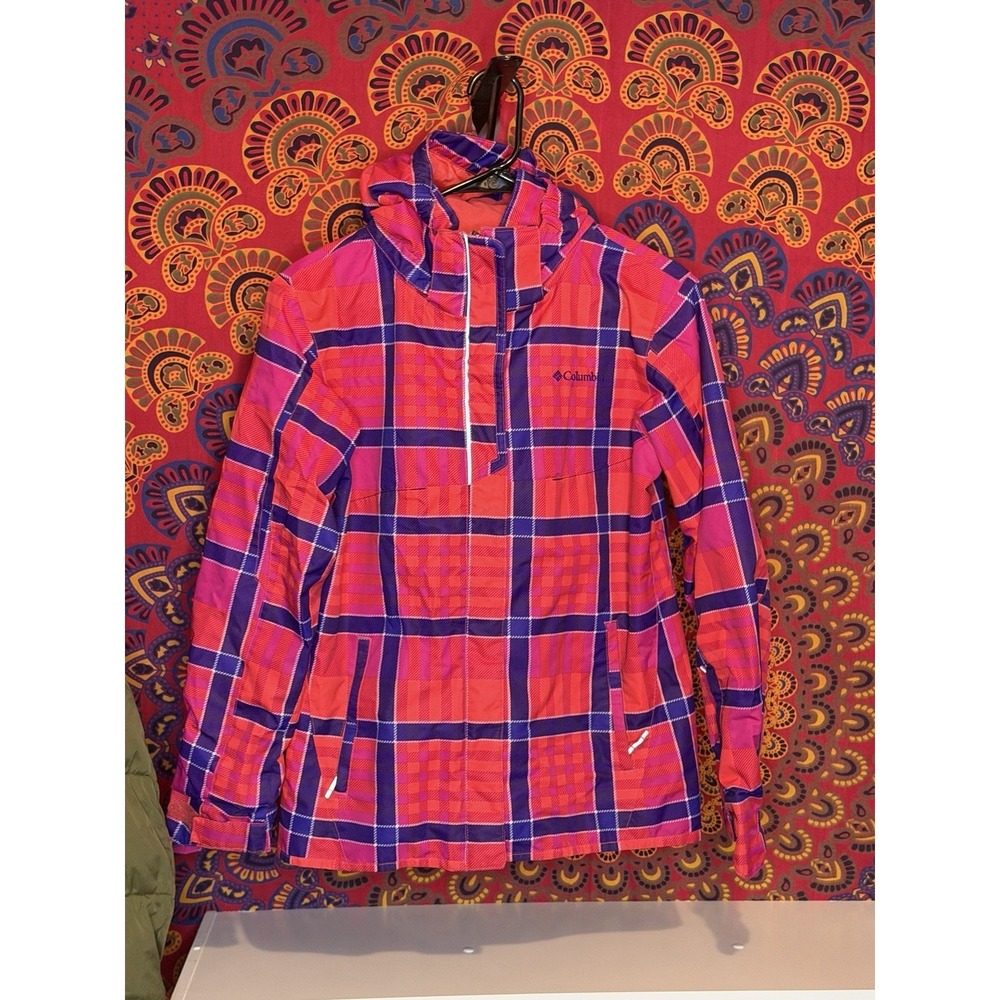 Columbia‎ Youth L 14/16 Bugaboo II Fleece Interchange Jacket PINK Plaid Orange